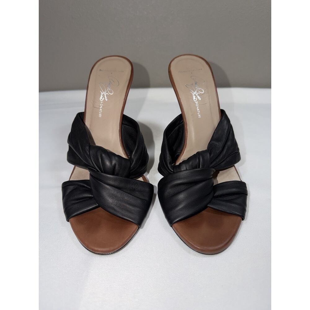 Donald Pliner Italy Twist Knot Soft Black Leather High Heeled Sandals Sz 7.5